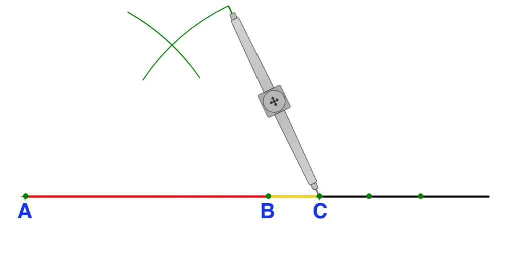 Second Step to draw a perpendicular bisector of a line